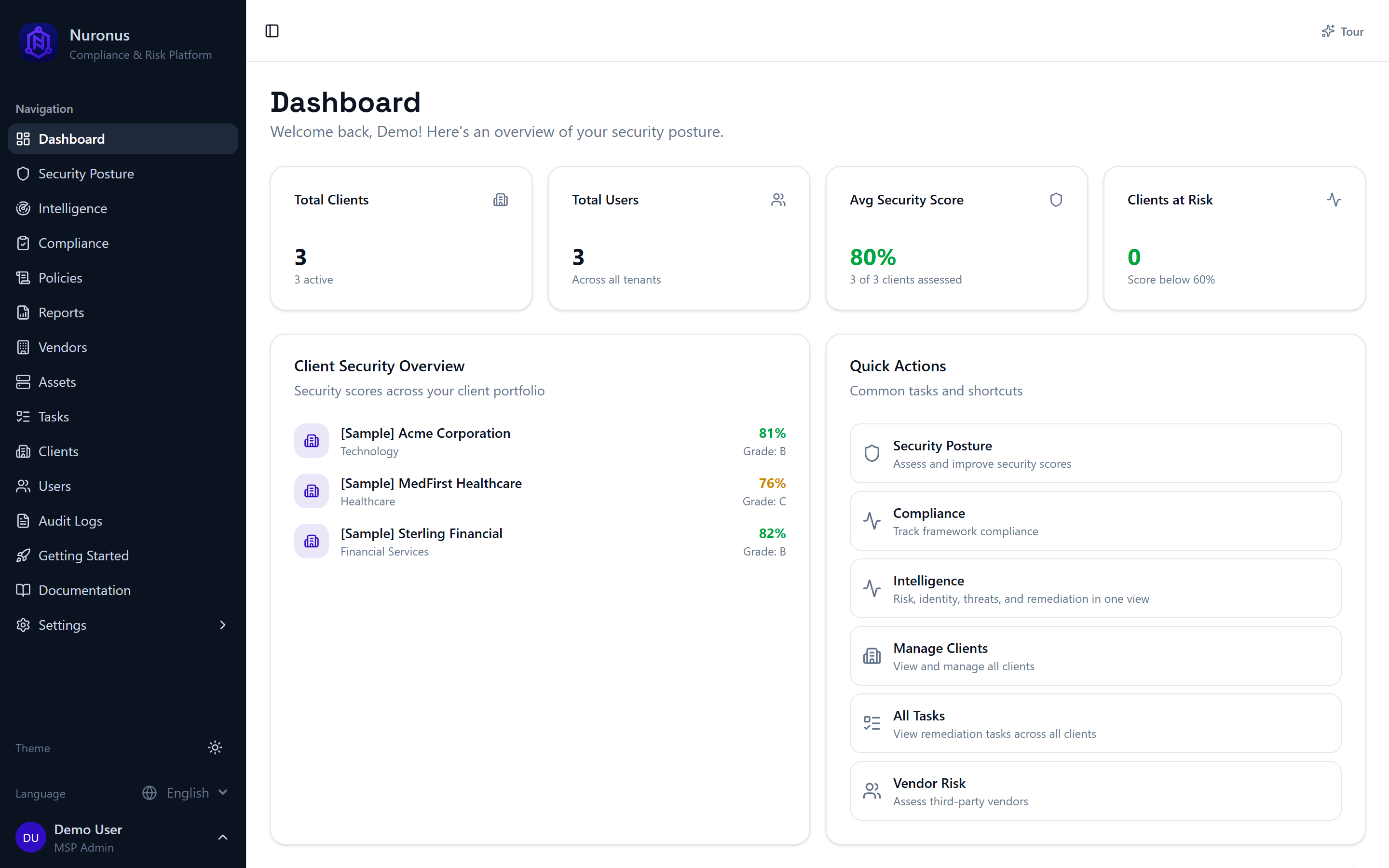 Nuronus multi-tenant dashboard as a Drata alternative for MSPs